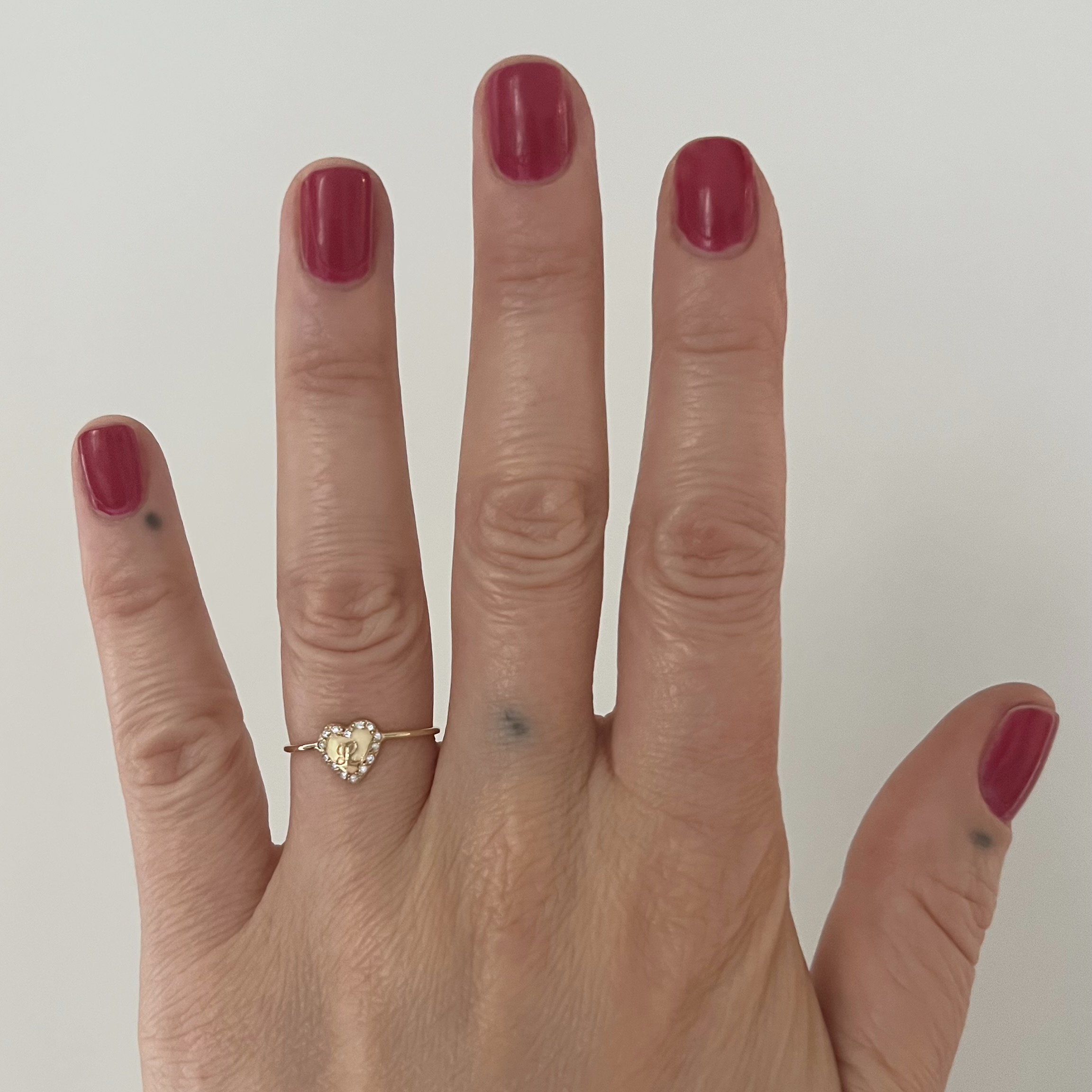 Engraved Diamond Heart Ring