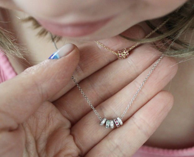 wearing the tiny beads necklace