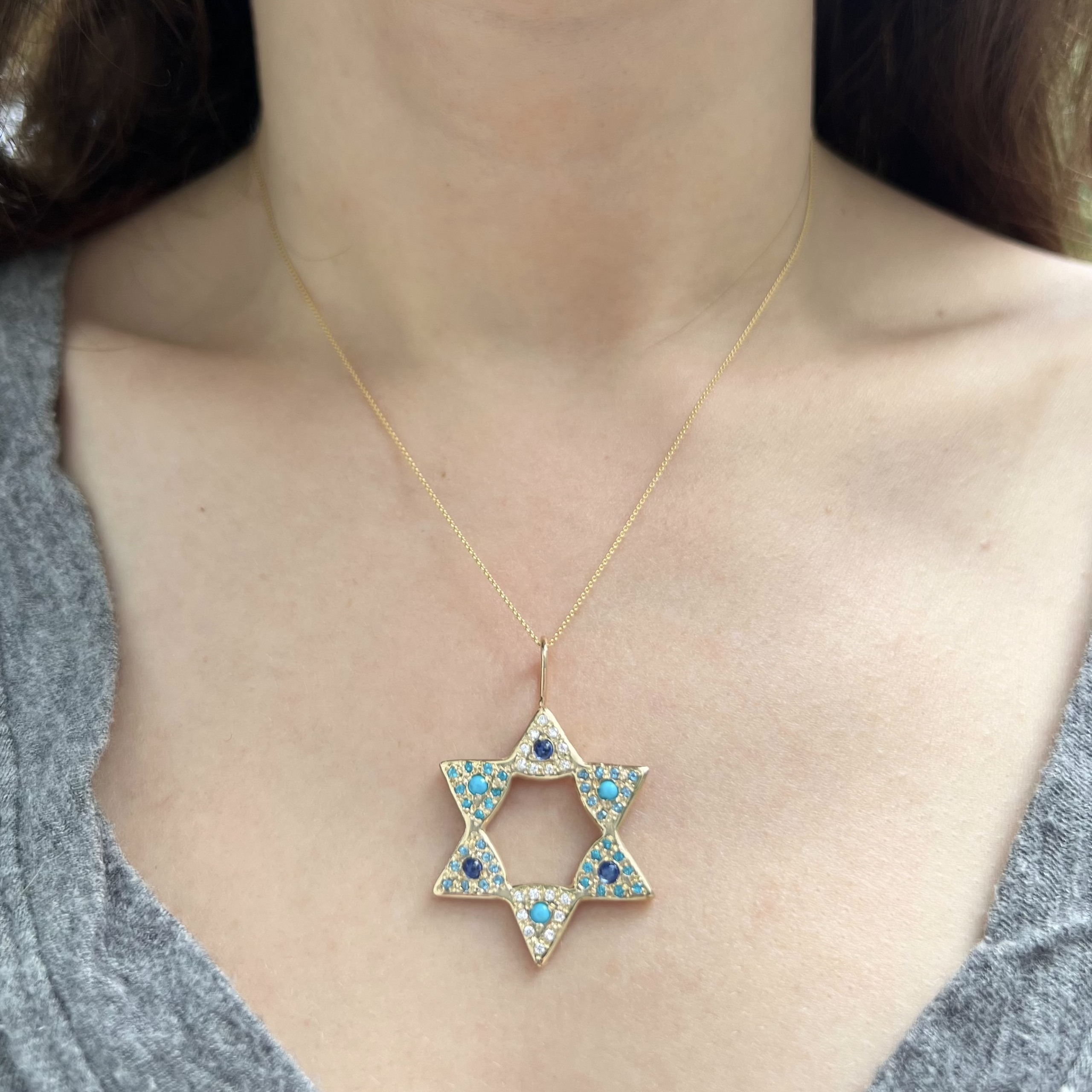 Blue Sapphire and Turquoise Large Star Charm