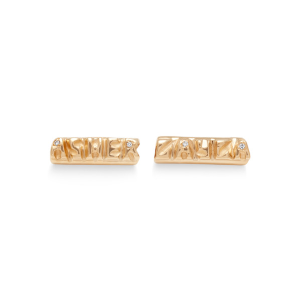Yellow Gold White Diamond Custom Name Beads