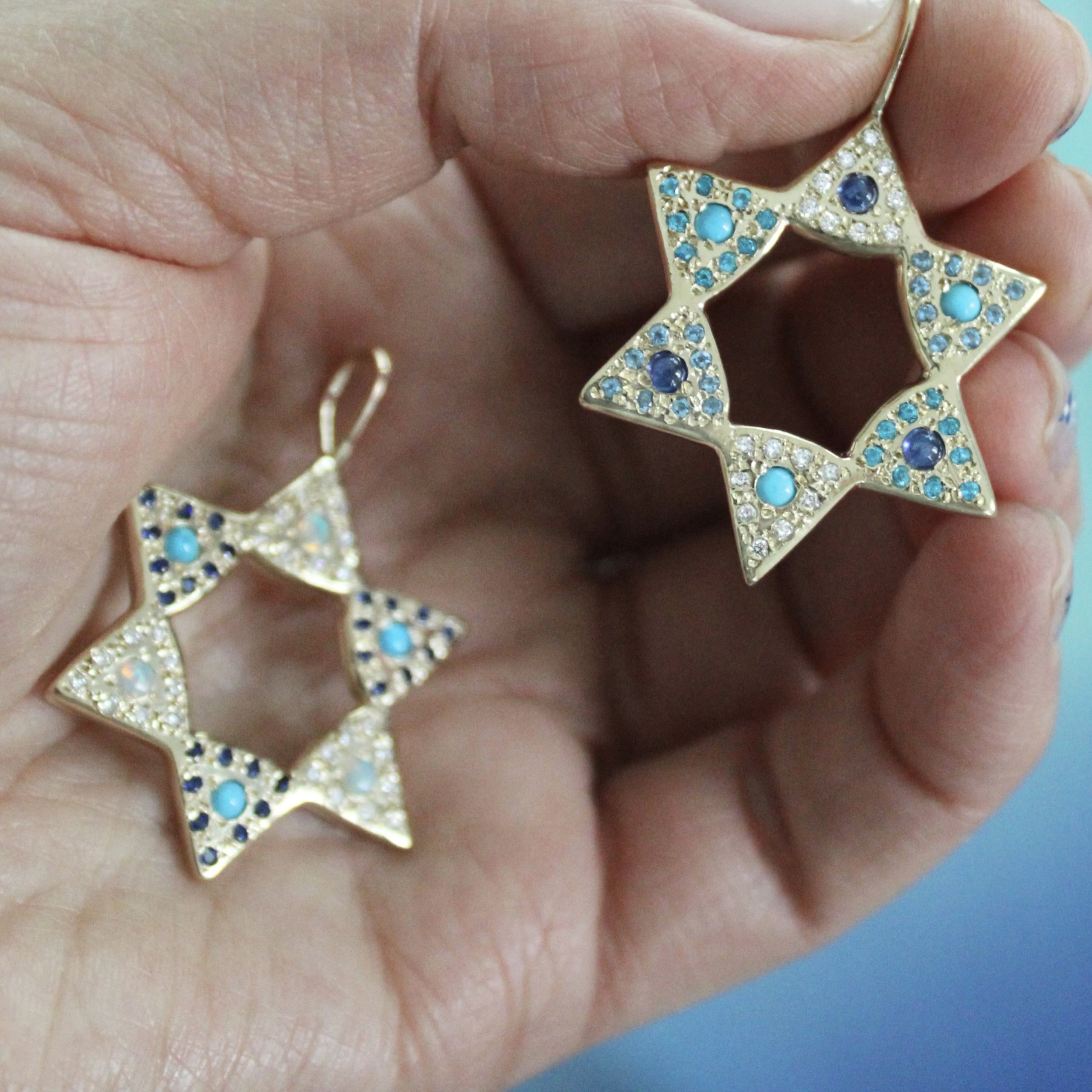 Blue Sapphire and Turquoise Large Star Charm