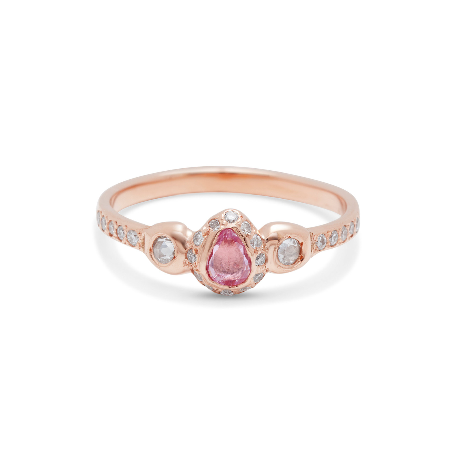 Pink Sapphire and Diamond Pear Ring - Elisa Solomon Jewelry