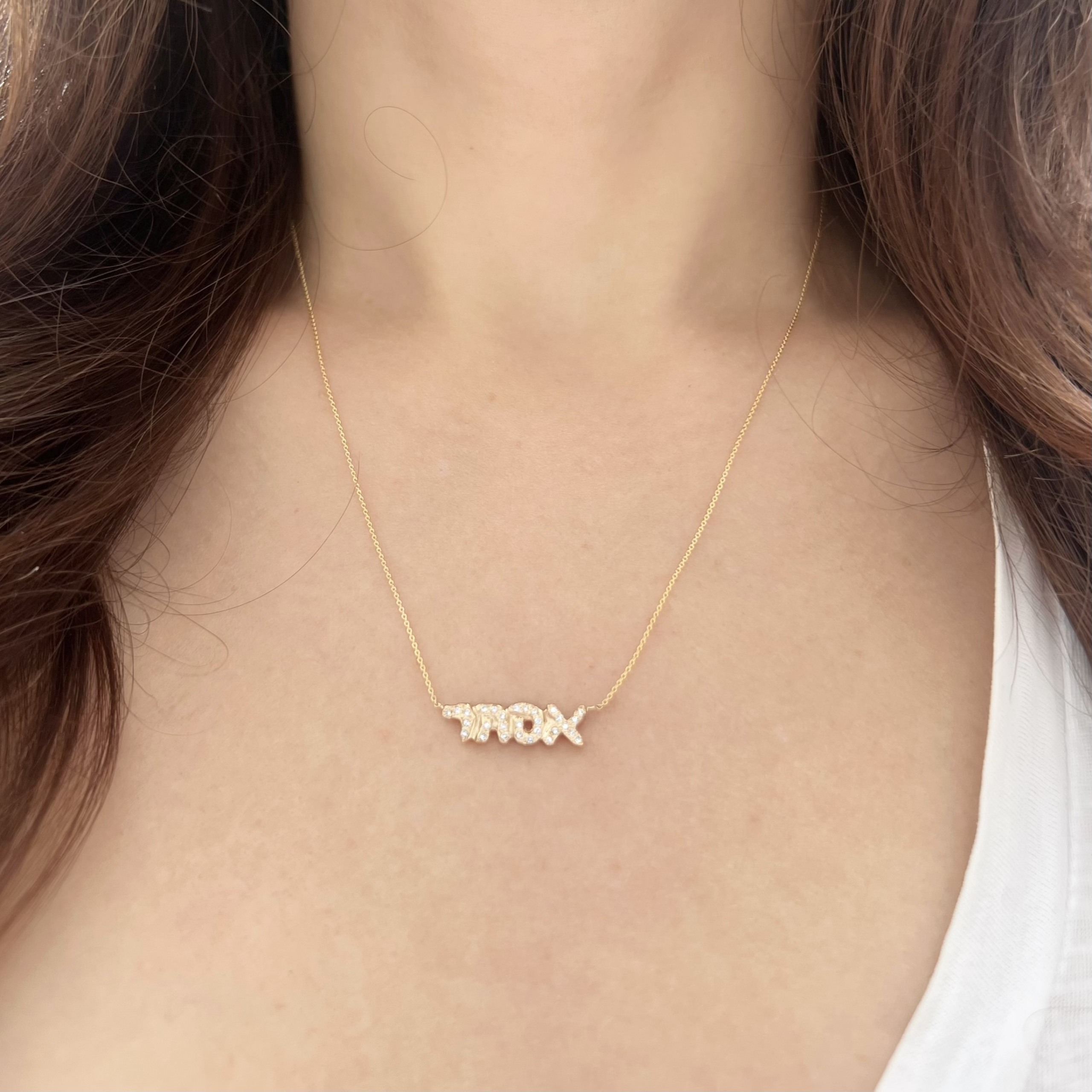 Diamond Hebrew Name Necklace