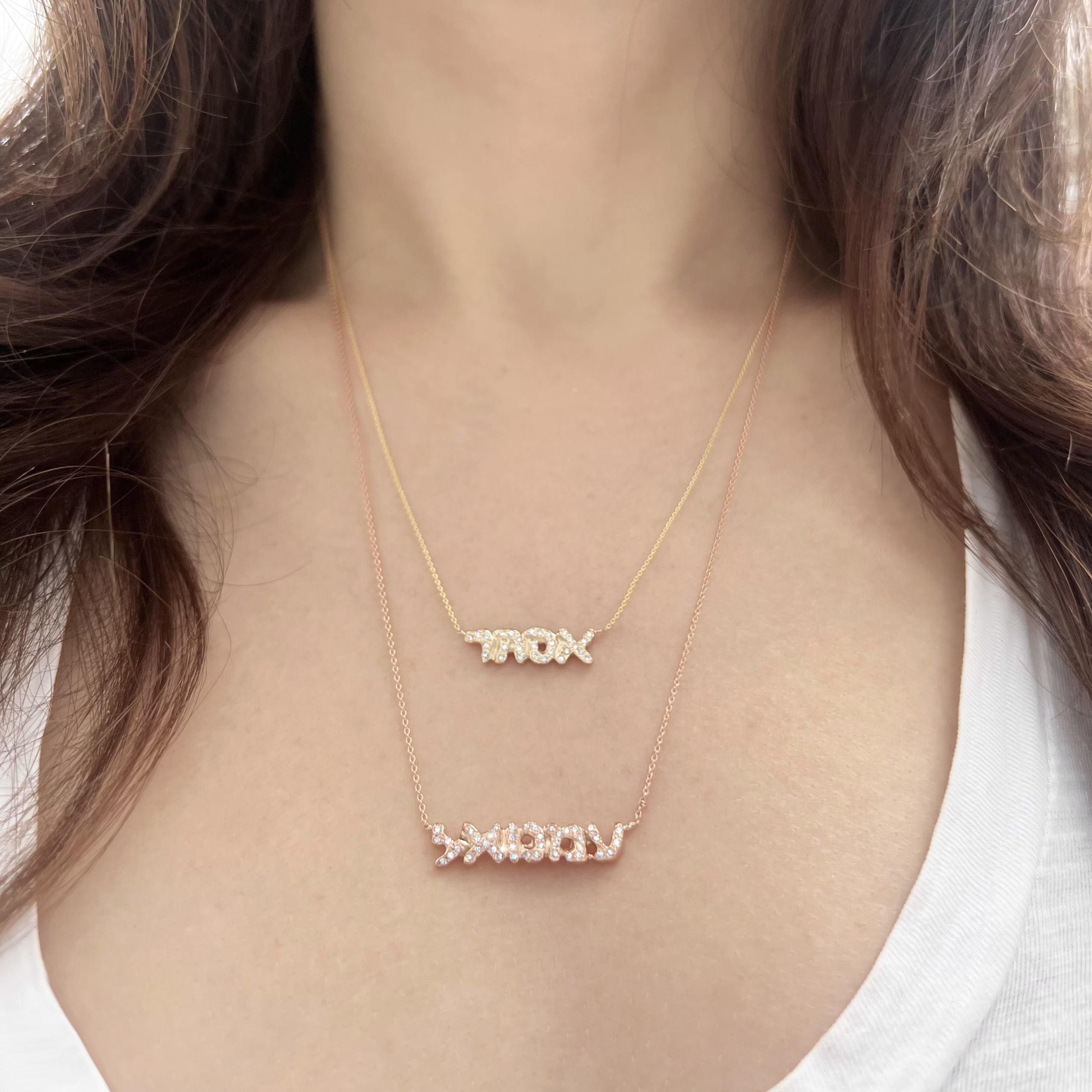Diamond Hebrew Name Necklace