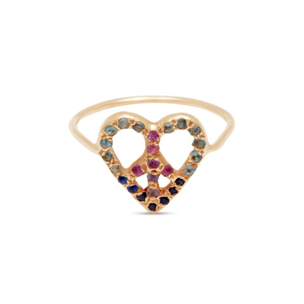 peace heart ring 14k gold