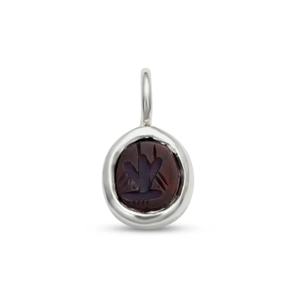 Sterling Silver And Vintage Insect Carnelian Intaglio Charm