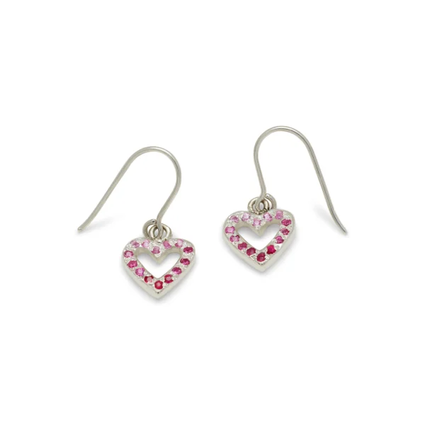 Sterling Silver Pink Ombre Heart Dangling Earrings