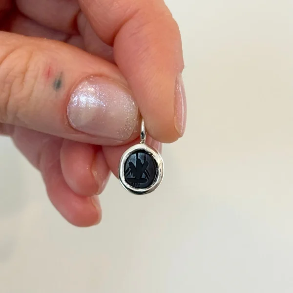 Sterling Silver And Vintage Insect Carnelian Intaglio Charm