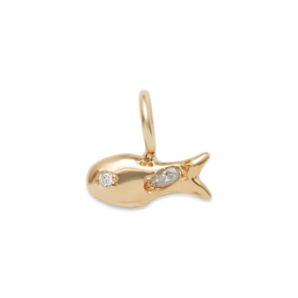 Fish Gold Charm with diamonds