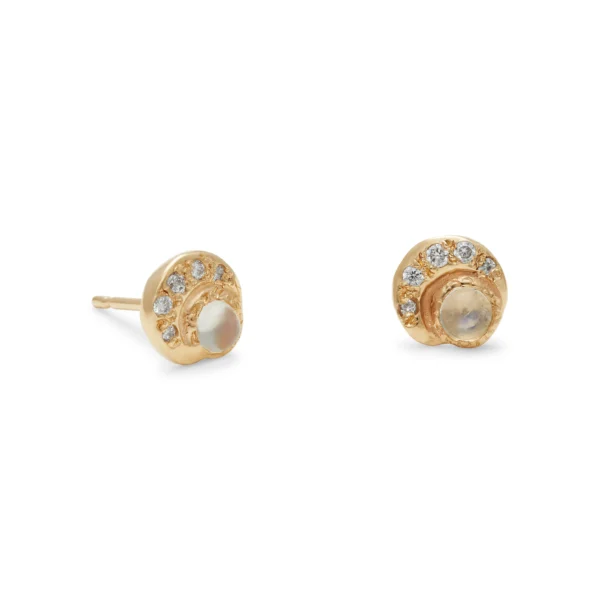Tiny Moon Sun Stud Earrings