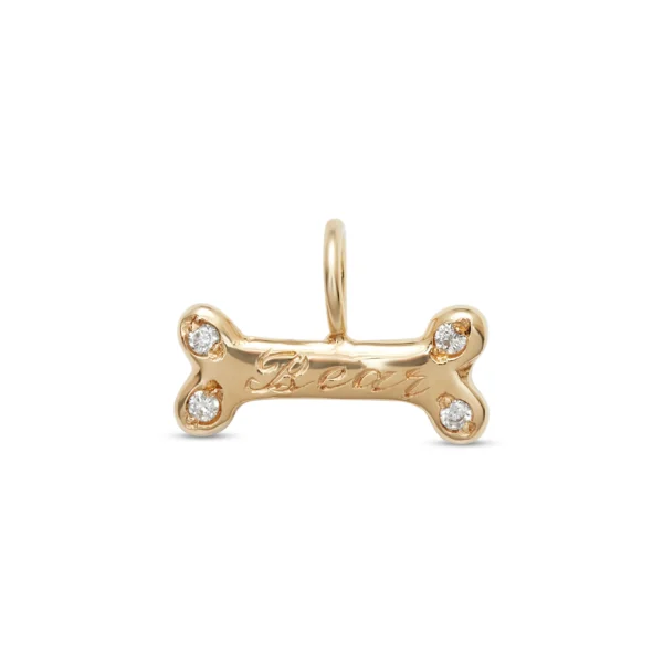 gold bone charm with diamonds