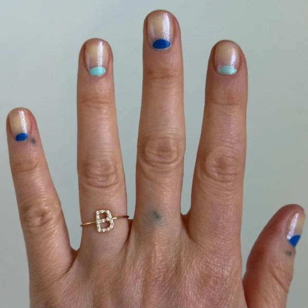 Diamond B Letter Ring